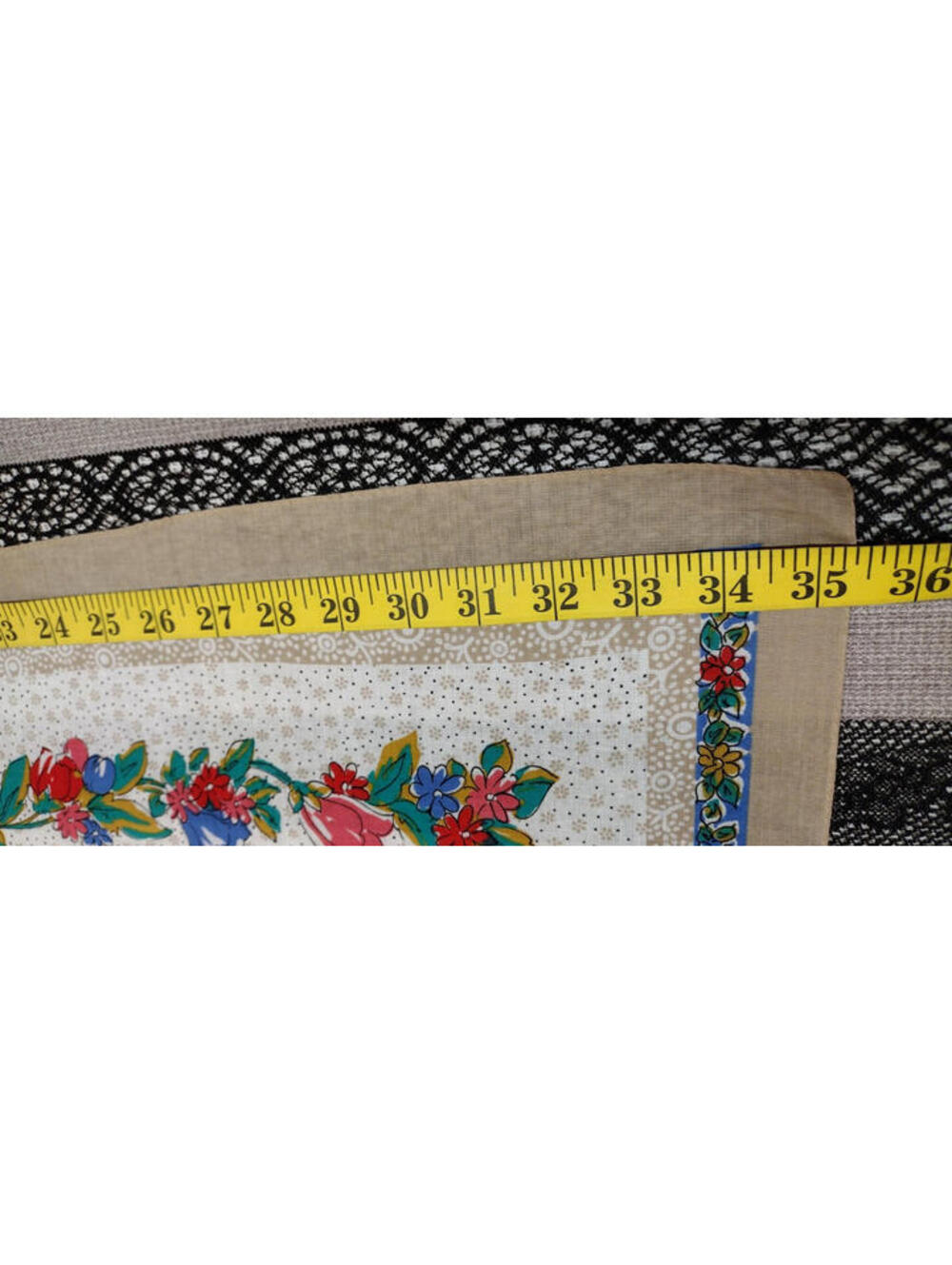 Vintage Axcess Fruit Big Scarf Fine Cotton Colorful Floral Bouquet PERFECT TABLE - Picture 8 of 16